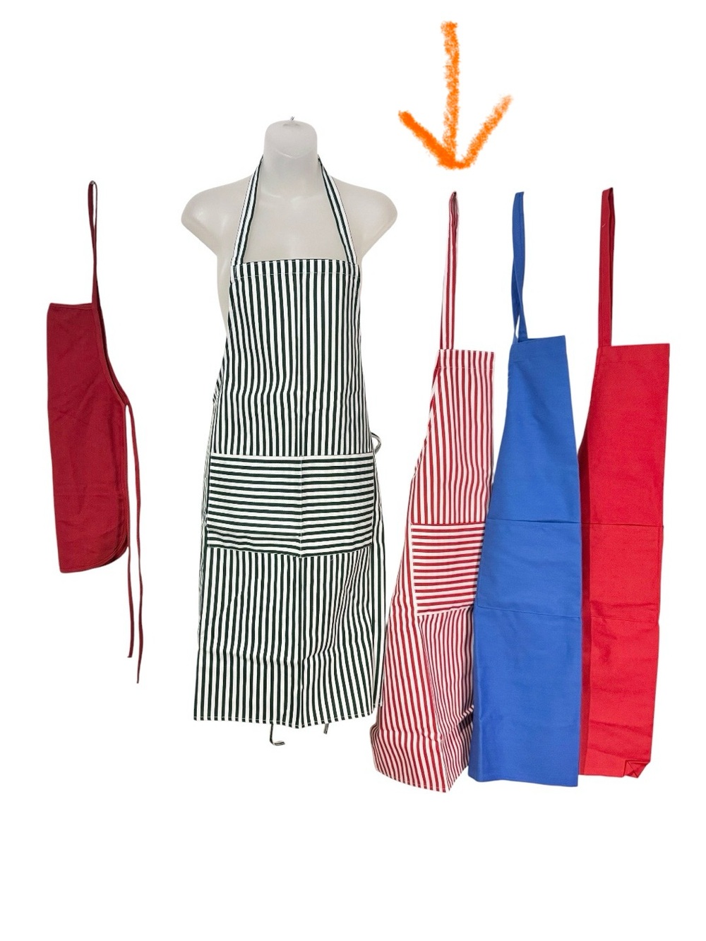 Kitchen or Craft Striped Bib Apron, RED & WHITE, Never Worn!